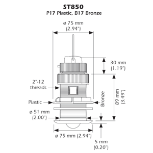 B&G H5000/H3000 Speed Sensor Plastic Flush
