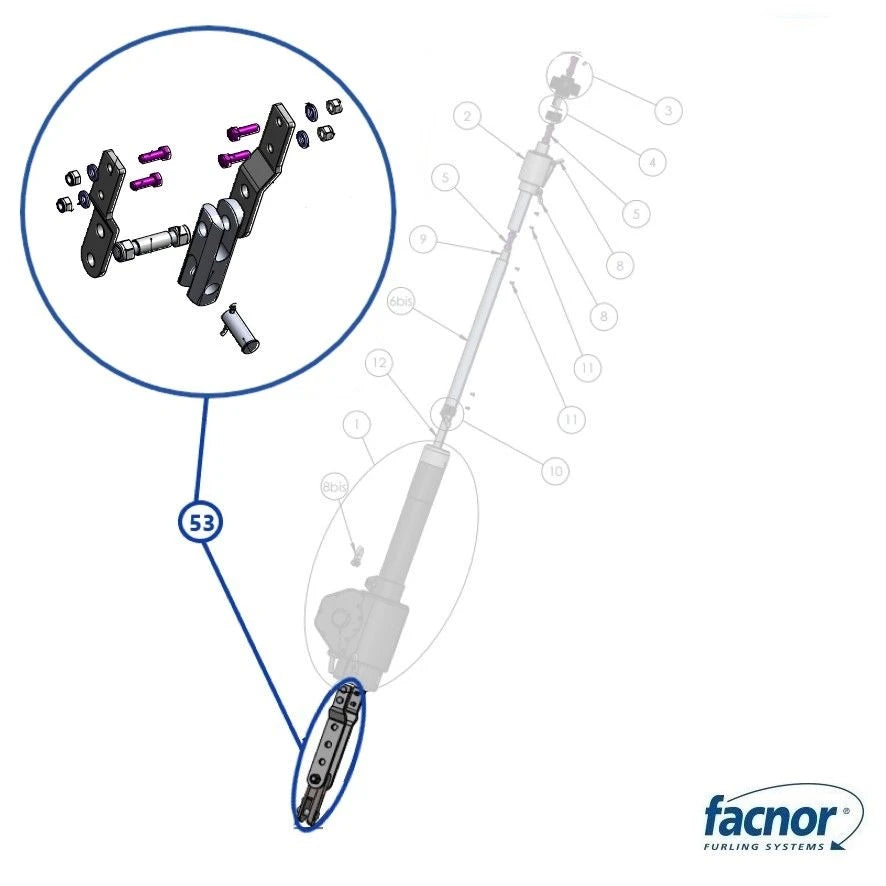 Toggle + 3-hole link plates set – pin Ø22mm for EF+