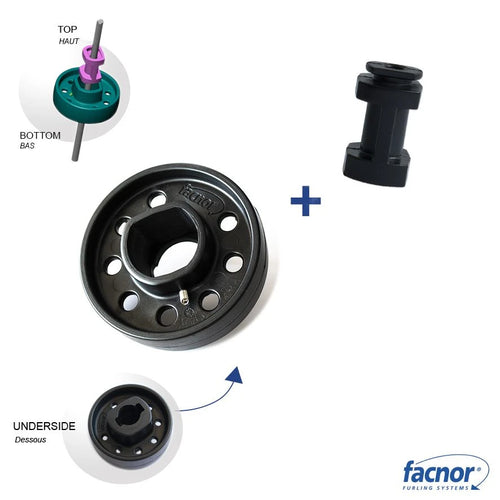 Deflector wheel with centering bearing for Ø06-07-08mm forestay