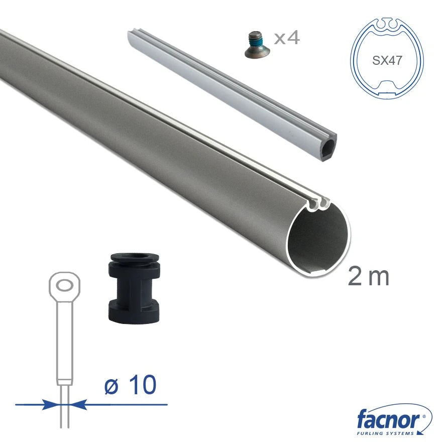 Foil section SX47 external 2-meter length for Ø10mm forestay (complete kit)