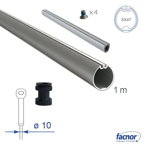 Foil section SX47 external 1-meter length for Ø10mm forestay (complete kit)