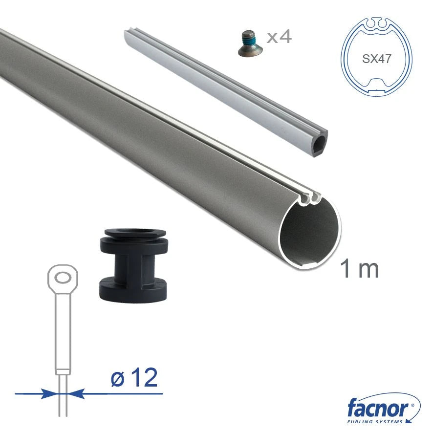 Foil section SX53 external 1-meter length for Ø12mm forestay (complete kit)