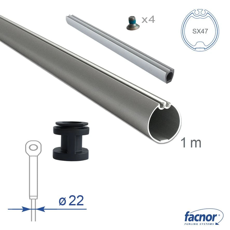Foil section SX53 external 1-meter length for Ø22mm forestay (complete kit)