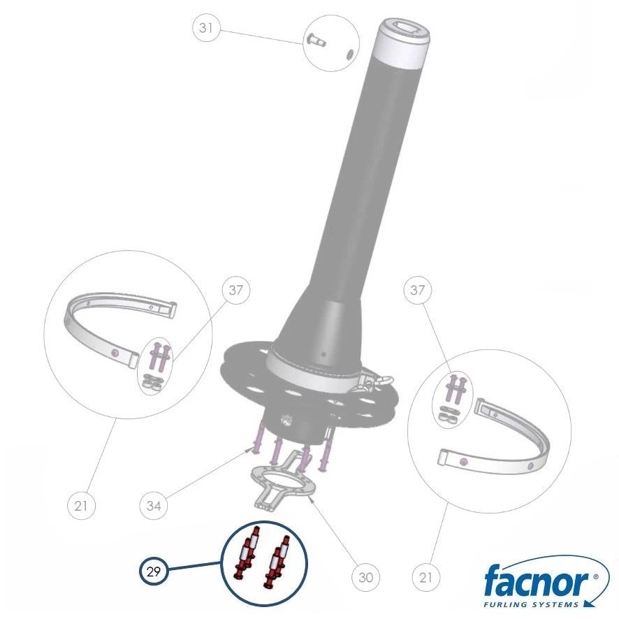Screws + washers + insulating sleeves / drum support fixing FD280-310