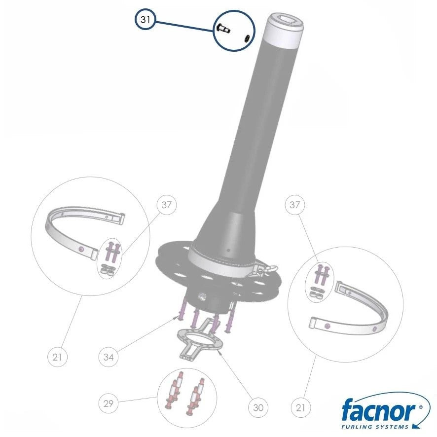 Screw with washer for telescopic section FD090-110-170-190