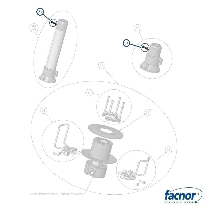 Screw + sleeve + washer for telescopic section LS/LX060-070-100-130 / RX070-100-130-165