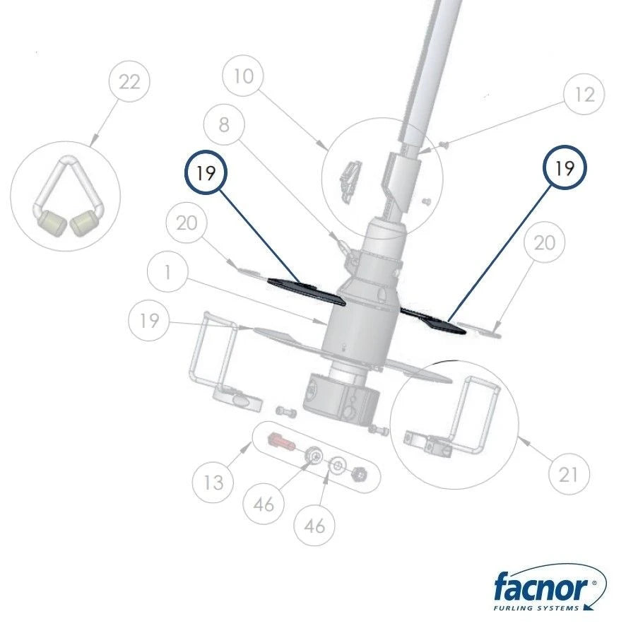 14032053006 — Facnor Half Plate L180/R200 Drum — Mast och Rigg - Reservdelar Facnor