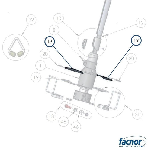 14032053006 — Facnor Half Plate L180/R200 Drum — Mast och Rigg - Reservdelar Facnor