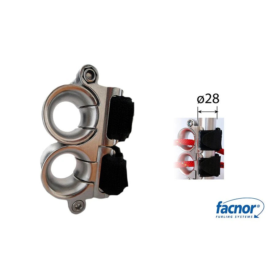 Twin fairlead TSL28 with velcro® for Ø28mm stanchion (with plastic card)