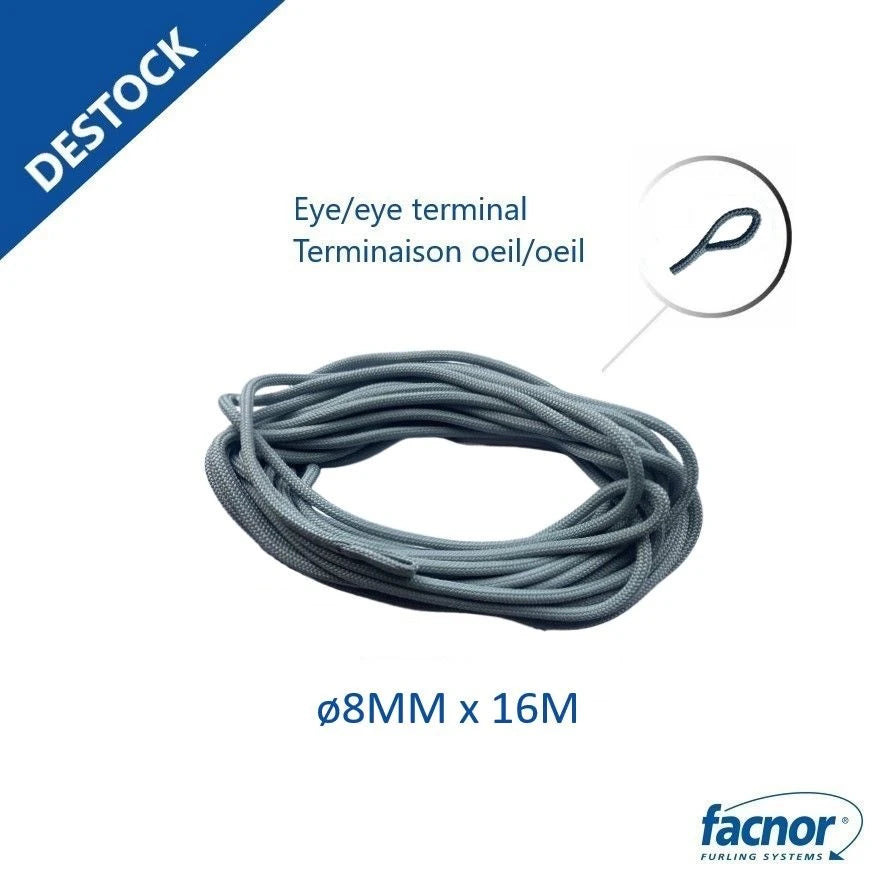Furling line ø08mmx16m – eye/eye terminal (for endless line drum)