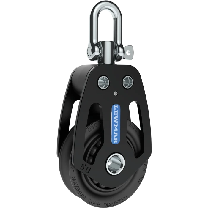 HTX Single Block with Swivel Head — Sheave Diameter: 50mm | Finishes: Black Aluminium