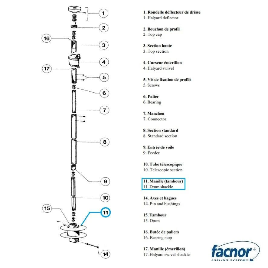 Long milled shackle Ø08mm