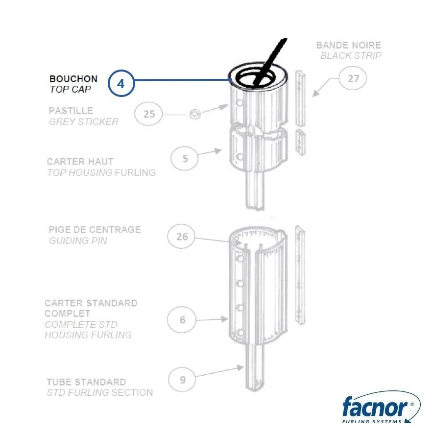 Top cap for CF105 Mainsail furling system