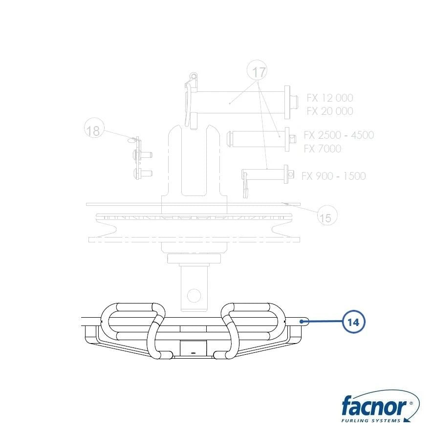 Guide in stainless steel for former FX2500 furling line