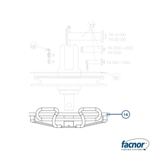 Guide in stainless steel for former FX2500 furling line