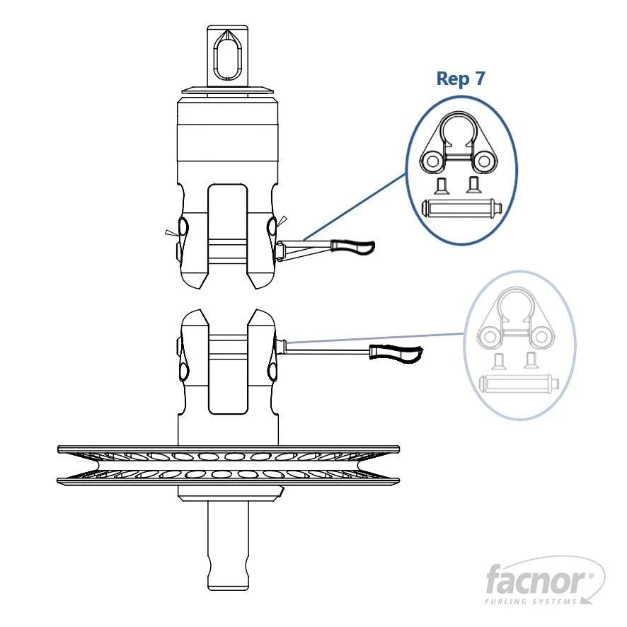Pin assembled on release device for FX+2500 (Swivel+Endless line drum)