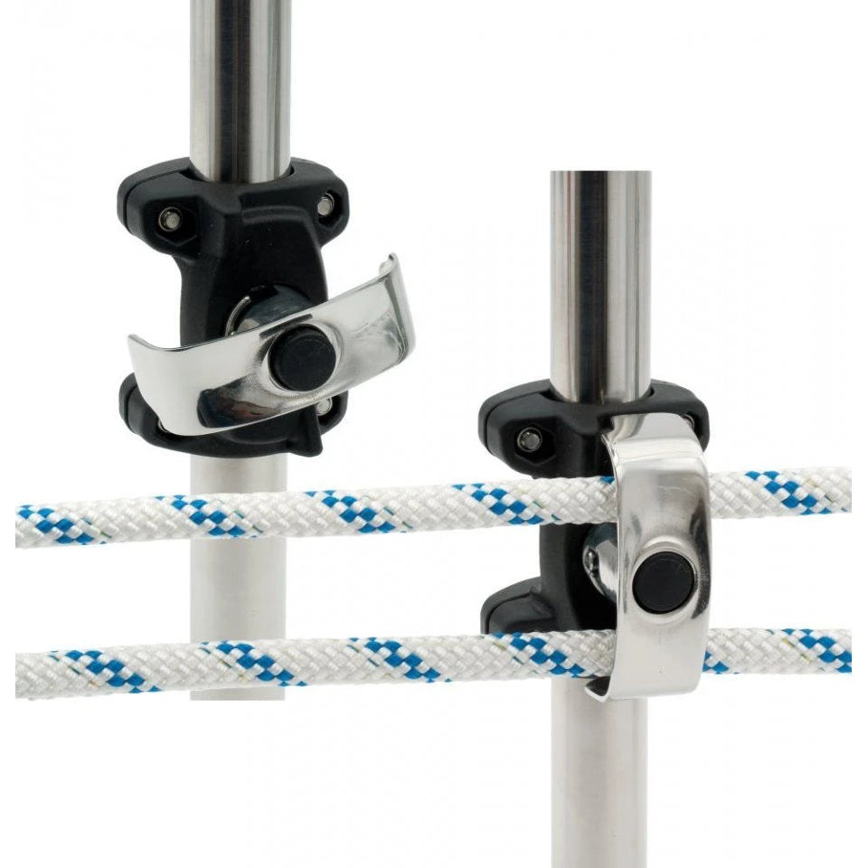 Double Fairlead for endless Code Zero/Gennaker furling line, Fit ø25/30 mm Stanchions, Spring Loaded Stainless Gate