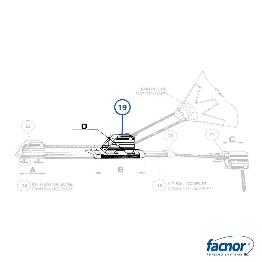 Sheave car RC for CF80/105 Mainsail furling system