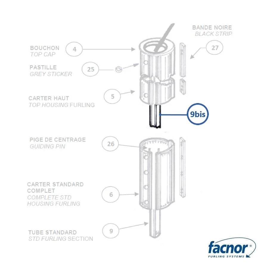 Section upper (1.70m) for CF80/105 Mainsail furling system