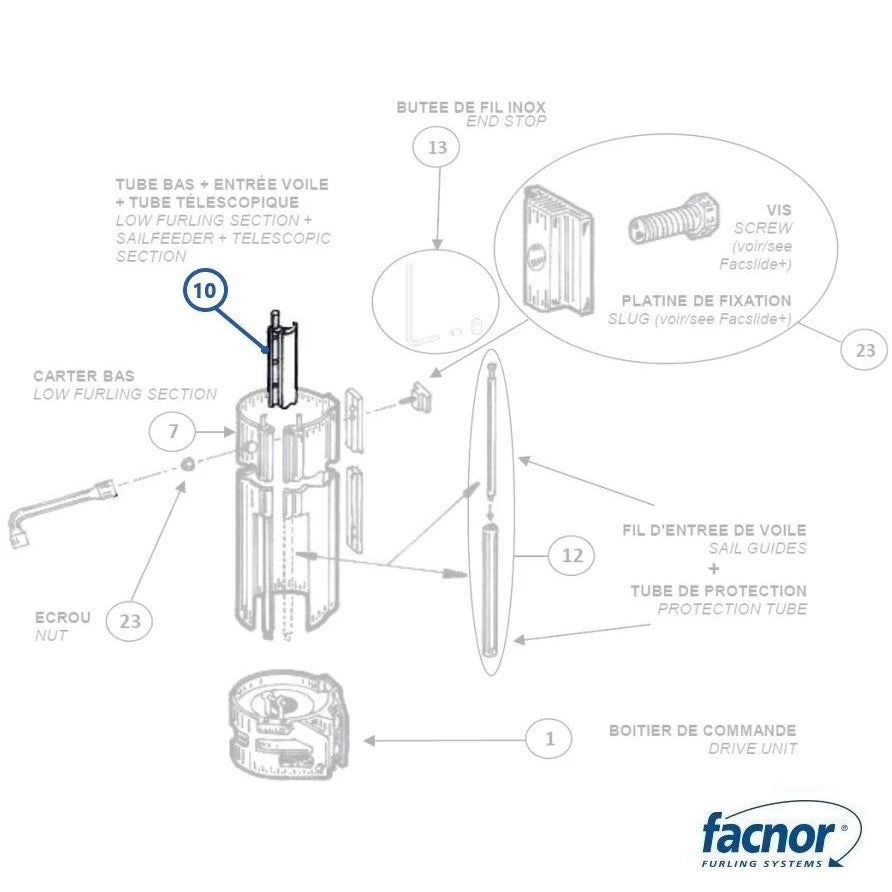 Section lower (1m45) for CF80/105 Mainsail furling system