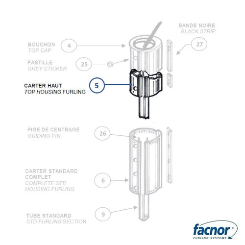 Housing section (upper) for CF80 Mainsail furling system