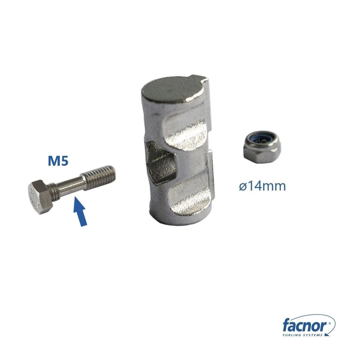 Fixing track kit (ø14mm stainless steel slug  + partially threaded M5 screw + safety nut)
