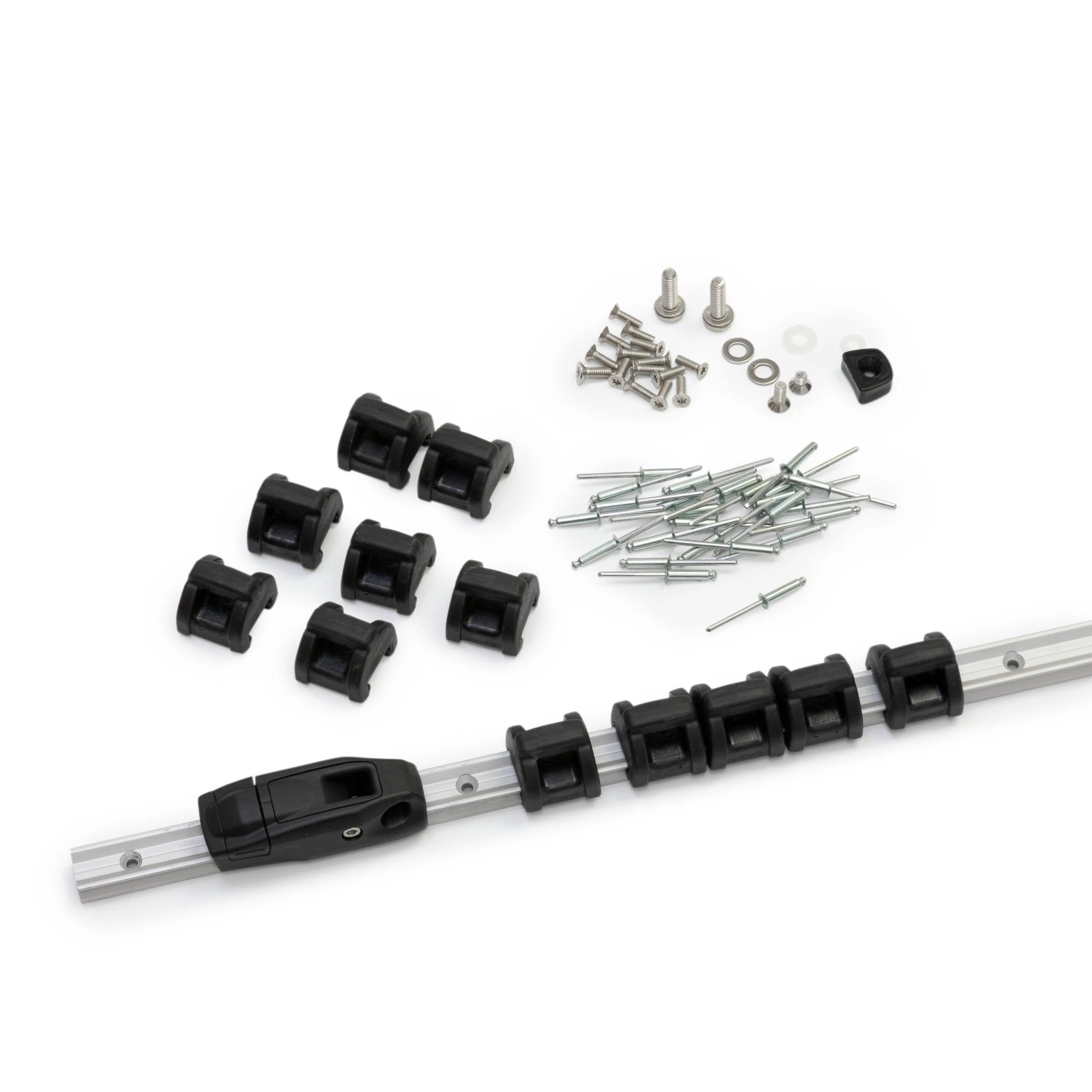 Trysail track gate, end stop, 12 sliders and fasteners.