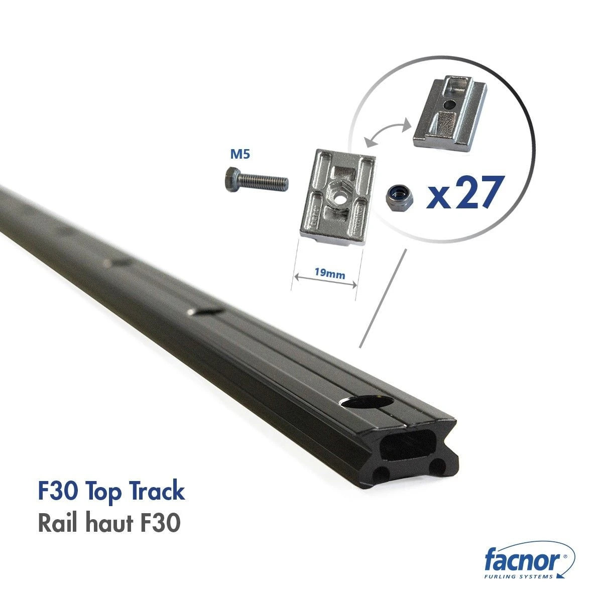 Top track 2M F30 FACSLIDE+ (double drilling) with flat slugs No2 (19mm)