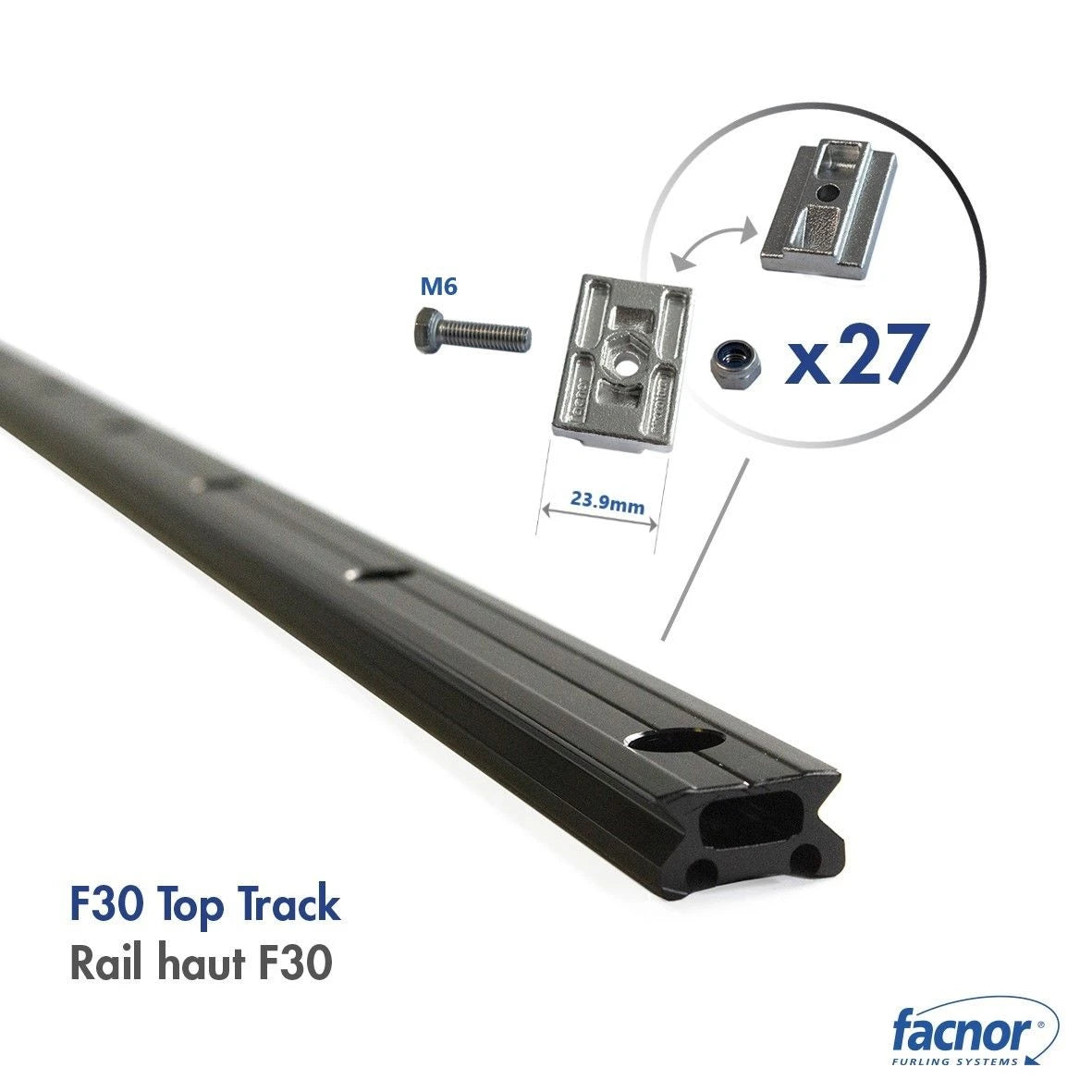 Top track 2M F30 FACSLIDE+ (double drilling) with flat slugs No3 (23.9mm)