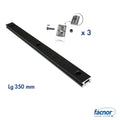 Door track lenght 350mm with 3x 23.9mm wide stainless steel fixing sets for F10-20-30