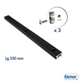 Door track lenght 350mm with 3x ø14mm round stainless steel fixing set for F10-20-30
