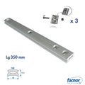 Door track lenght 350mm with 3x 23.9mm wide stainless steel fixing sets for F40