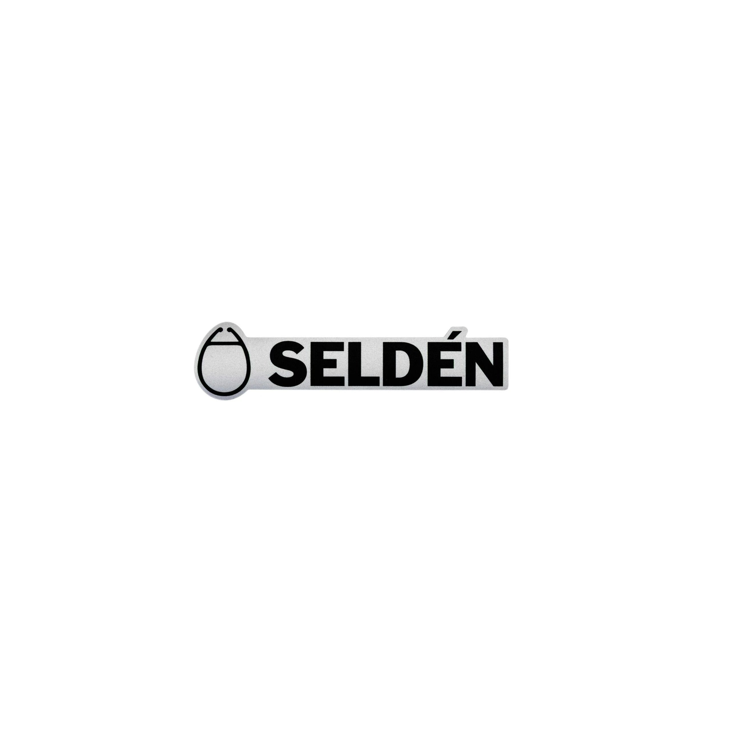 110 mm Seldén label, black logotype on silver background