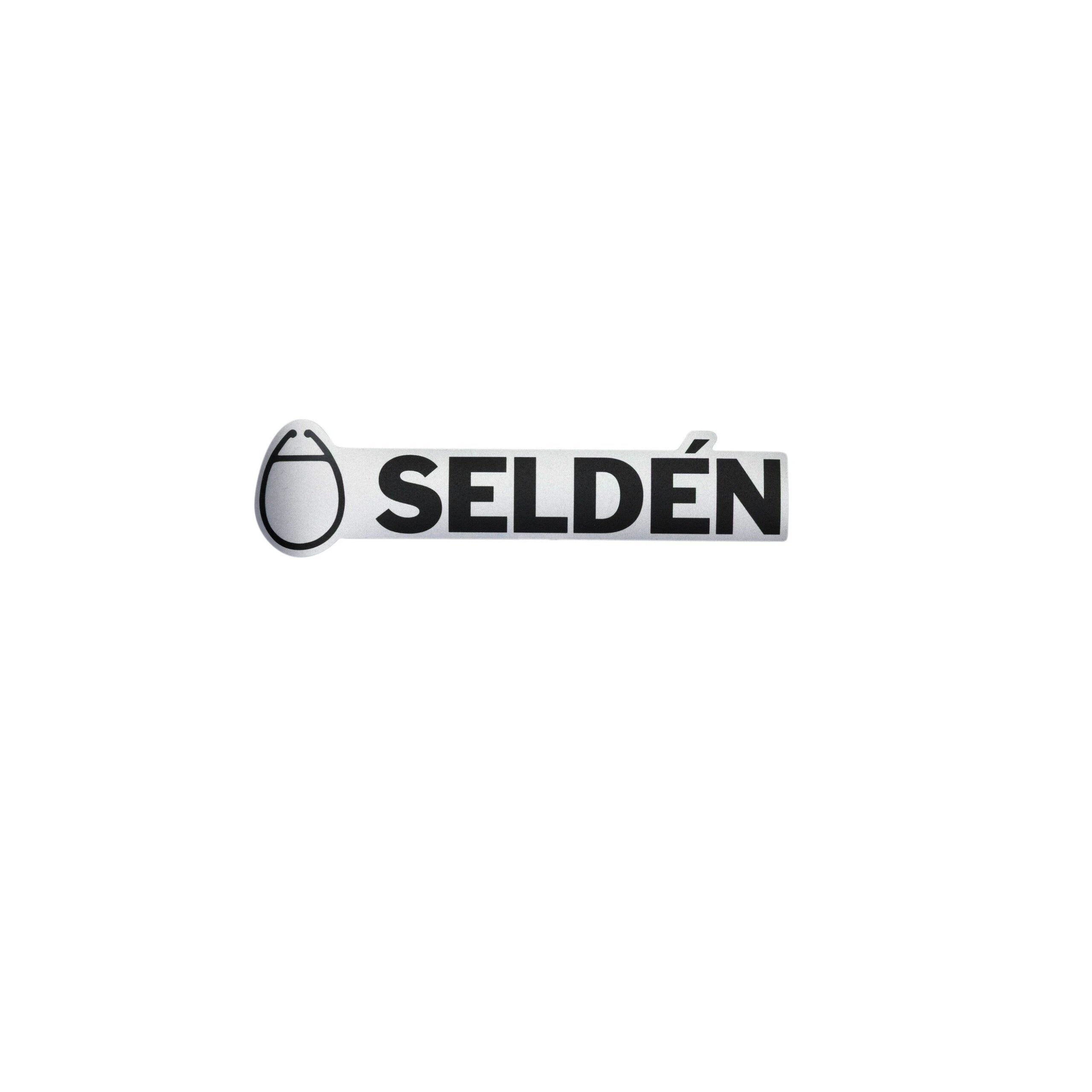 130 mm Seldén label, black logotype on silver background