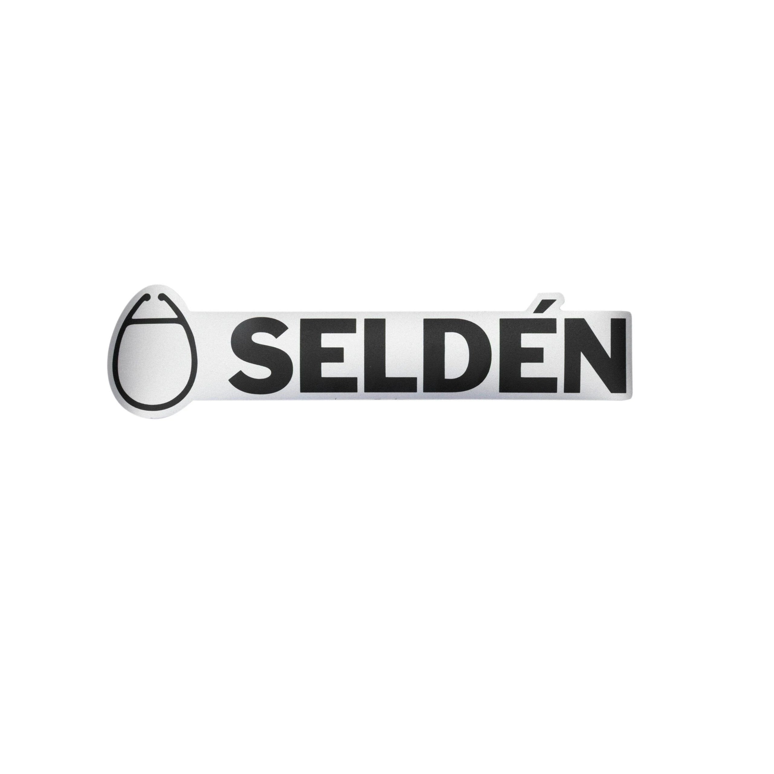 185 mm Seldén label, black logotype on silver background