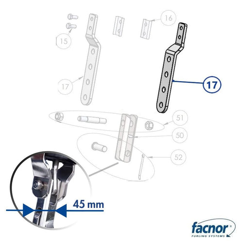 Link plate EC47 (4 holes) for 45mm wide toggle (sold per unit)