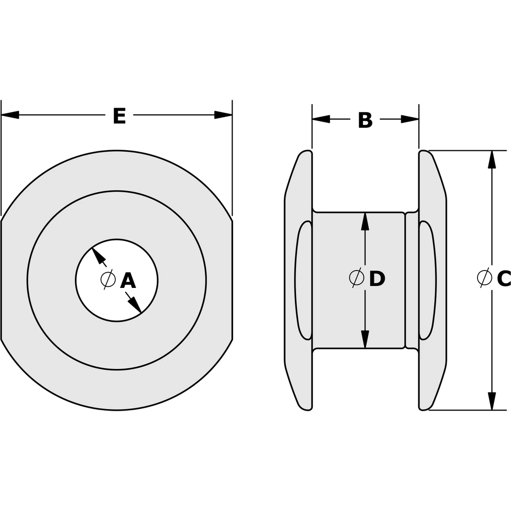 TY2810-12 — Tylaska Tylaska RB10 Rope Bushing 10-12mm Deck — Däcksutrustning - Linlöpare