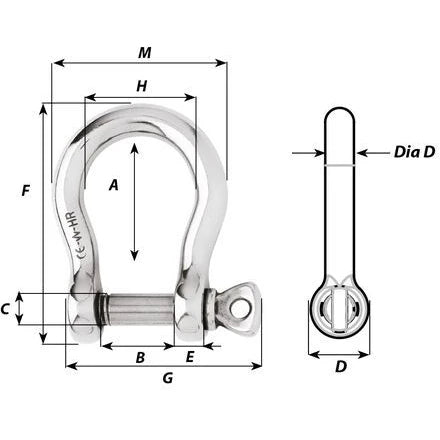 W-11246 — Wichard 12mm HR Bow Shackle — Tågvirke - Hakar