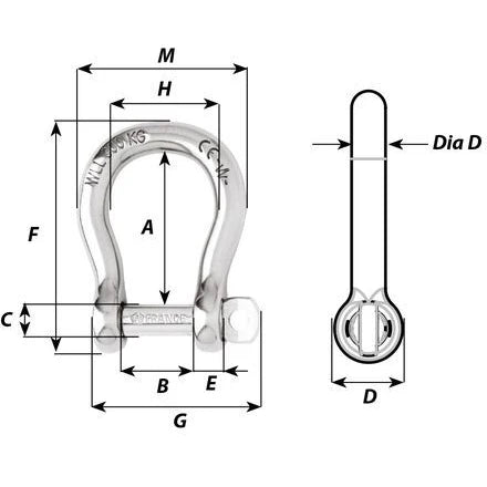 W-1245 — Wichard 10mm Bow Shackle Standard — Tågvirke - Schacklar