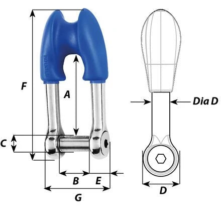 W-1394 — Wichard 8mm Thimble Shackle Allen Head Pin — Tågvirke - Hakar