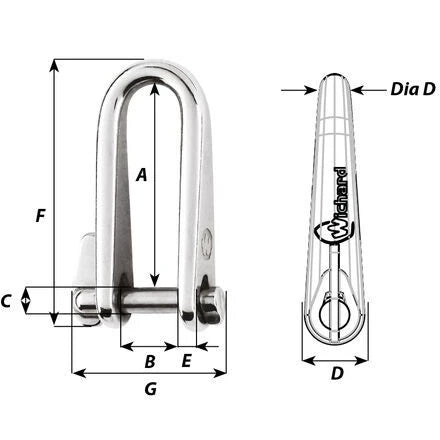 W-1433 — Wichard 6mm Key Pin Shackle — Tågvirke - Schacklar