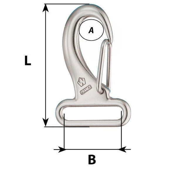 W-2284 — Wichard 60mm Webbing Snap Hook — Tågvirke - Hakar