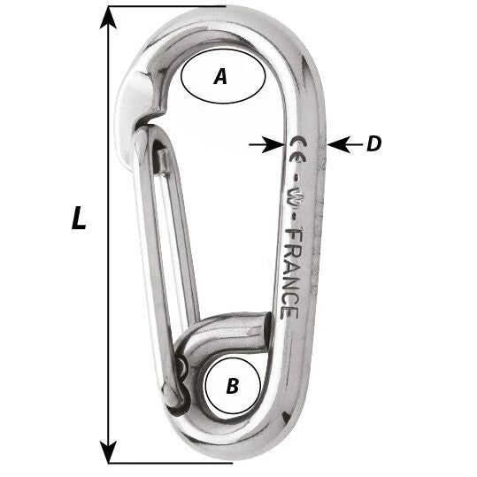 W-2313 — Wichard 60mm Carbine Hook Std — Tågvirke - Hakar