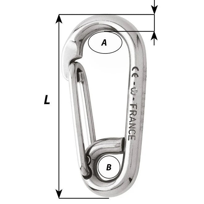 W-2317 — Wichard 120mm Carbine Hook Std — Tågvirke - Hakar