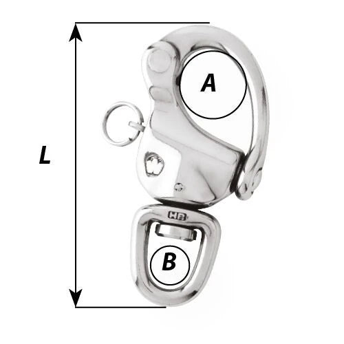 W-2473 — Wichard Wichard 70mm HR Snap Shackle Swivel Eye — Tågvirke - Hakar