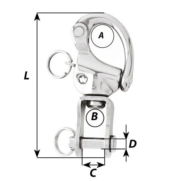 W-2474 — Wichard 70mm HR Snap Shackle Clevis Pin — Tågvirke - Hakar