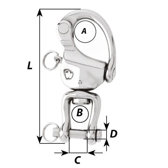 W-2478 — Wichard 120mm HR Snap Shackle Clevis Pin — Tågvirke - Hakar