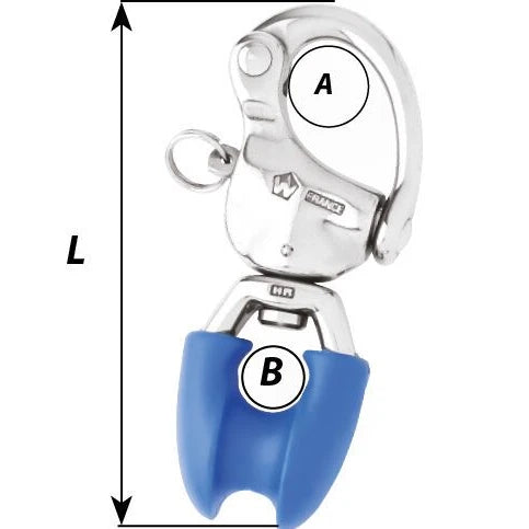 W-2493 — Wichard 95mm Snap Shackles With Thimble Eye — Tågvirke - Hakar