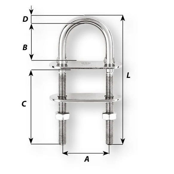W-6513 — Wichard U-Bolts 6X70 — Däcksutrustning - Padeyes