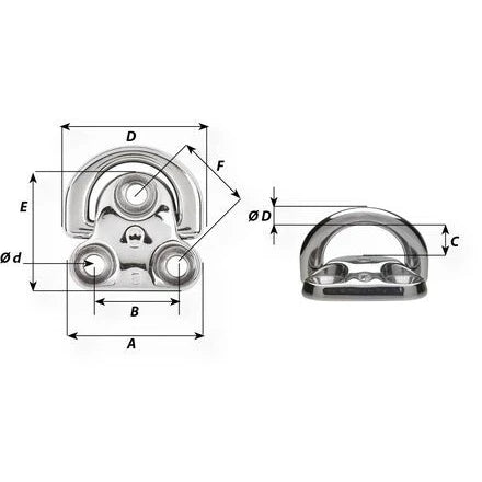 W-6605 — Wichard 8mm Folding Padeye — Däcksutrustning - Padeyes